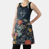 William Morris Blau Türkis Florales Monogramm Schürze (InSitu)