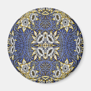 William Morris Blau- und Gold-Tulpen-Weiden-Design Magnet