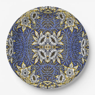 William Morris Blau- und Gold-Tulpen-Weiden-Design Pappteller