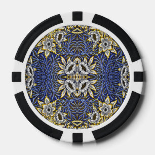 William Morris Blau- und Gold-Tulpen-Weiden-Design Pokerchips