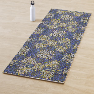 William Morris Blau- und Gold-Tulpen-Weiden-Design Yogamatte