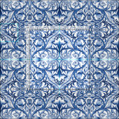 William Morris - Blau-Weiß-Blume Stoff (Kachel)