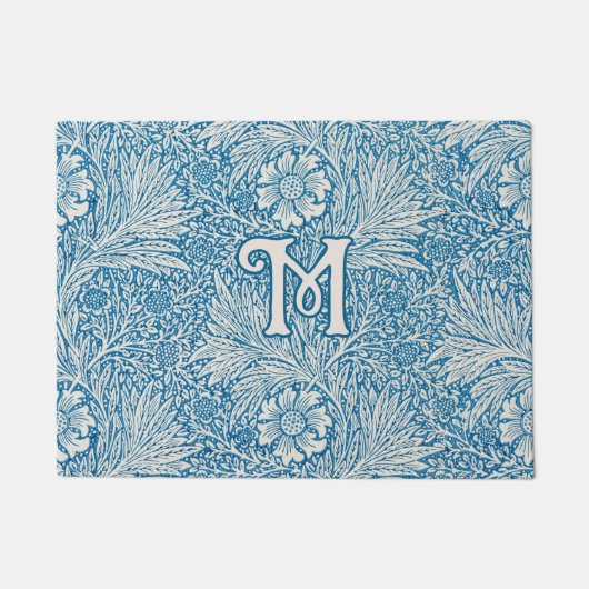 William Morris Blaue Ringelblume Monogramm Fußmatte (Vorderseite)