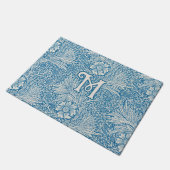 William Morris Blaue Ringelblume Monogramm Fußmatte (Schrägansicht)