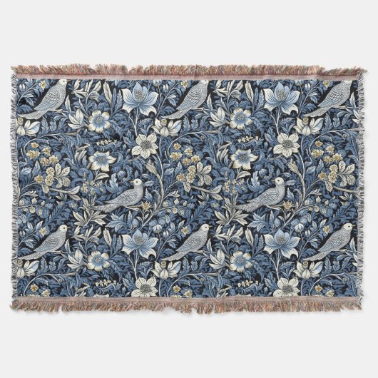 William Morris Blaues Blattmuster Tapete Decke (Vorderseite)