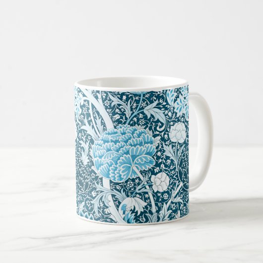 William Morris Blaues Blumenmuster Pre-Raphaeliten Kaffeetasse (VorderseiteRechts)