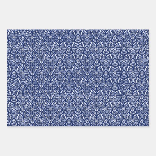 William Morris blaues Packpapier Geschenkpapier Set (Vorderseite)