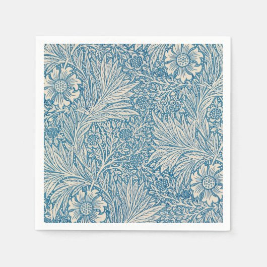 William Morris - Blaues Ringelblumen-Blumendesign Serviette (Vorderseite)