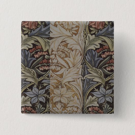 William Morris Blauglockentapete Botanischer Klass Button (Vorderseite)