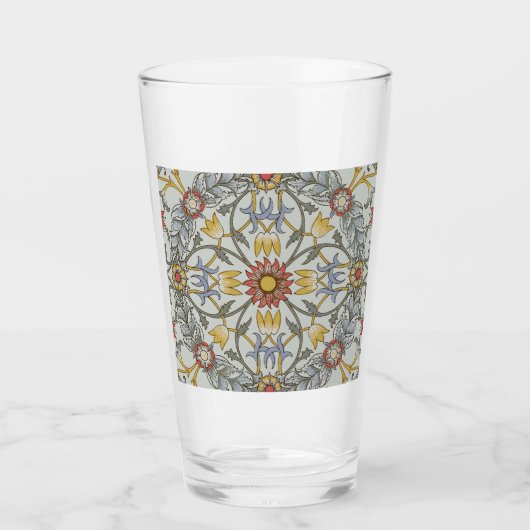 William Morris Bloral Circle Blume Illustration Glas (Vorderseite)