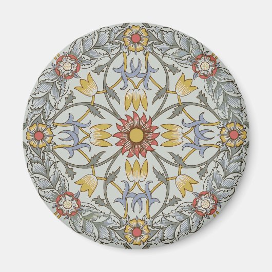 William Morris Bloral Circle Blume Illustration Magnet (Vorne)