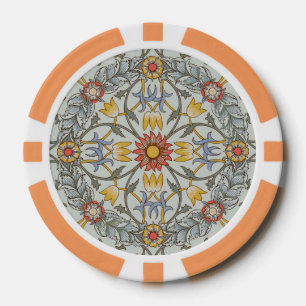 William Morris Bloral Circle Blume Illustration Pokerchips