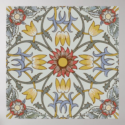William Morris Bloral Circle Blume Illustration Poster (Vorne)