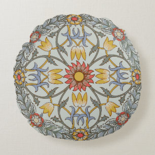 William Morris Bloral Circle Blume Illustration Rundes Kissen