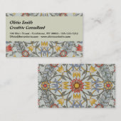 William Morris Bloral Circle Blume Illustration Visitenkarte (Vorne/Hinten)