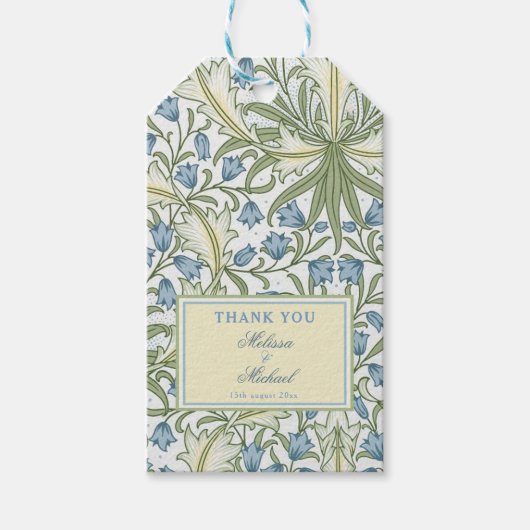 William Morris, Blue Bellflowers Wedding Danke Geschenkanhänger (Vorderseite)