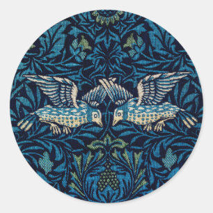 William Morris Blue Birds Floral-Teppich Klassiker Runder Aufkleber