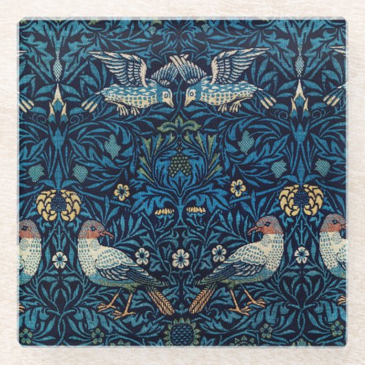 William Morris Blue Birds Tapestry Classic Glasuntersetzer (Vorderseite)
