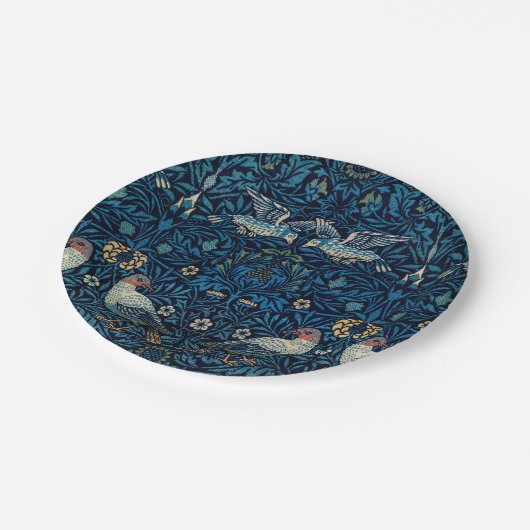 William Morris Blue Birds Tapestry Classic Pappteller (Schrägansicht)