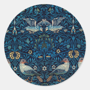 William Morris Blue Birds Tapestry Classic Runder Aufkleber