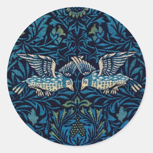 William Morris Blue Birds Tapestry Classic Runder Aufkleber (Vorderseite)