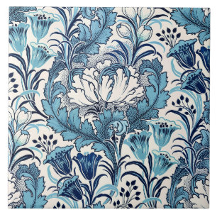 William Morris Blue Cream Floral Pattern Fliese