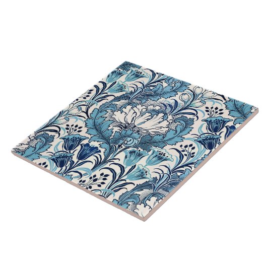 William Morris Blue Cream Floral Pattern Fliese (Seite)