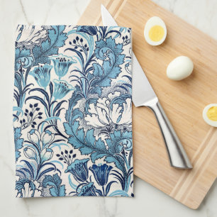 William Morris Blue Cream Floral Pattern Geschirrtuch