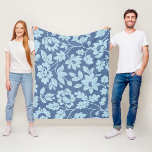 William Morris Blue Floral Design Fleecedecke