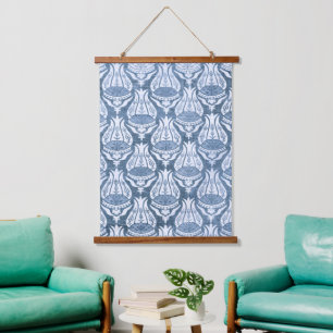 William Morris Blue Floral Pattern Classic Wandteppich Mit Holzrahmen