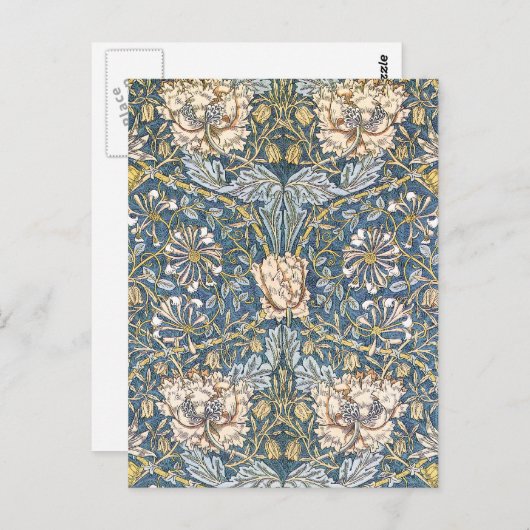 William Morris Blue Floral Postkarte (Vorne/Hinten)