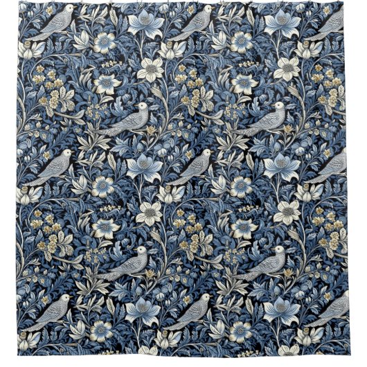 William Morris Blue Foliage Muster Wallpaper Duschvorhang (Vorderseite)