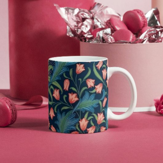 William Morris Blue Green Pink Floral Pattern Kaffeetasse