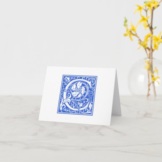 William Morris Blue Initial C Card & Envelope Karte (Gelbe Blume)