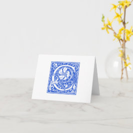 William Morris Blue Initial C Card & Envelope Karte
