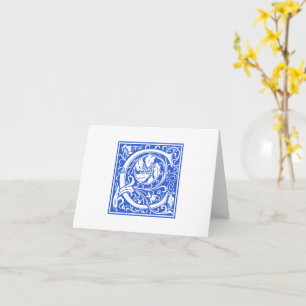 William Morris Blue Initial C Card & Envelope Karte