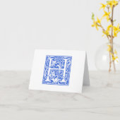 William Morris Blue Initial H Card & Envelope Karte (Gelbe Blume)