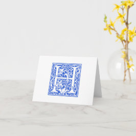 William Morris Blue Initial H Card & Envelope Karte