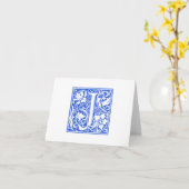 William Morris Blue Initial J Card & Envelope Karte (Gelbe Blume)