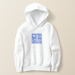 William Morris Blue Initial J Pullover Hoodie