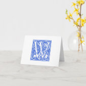 William Morris Blue Initial W Card & Envelope Karte (Gelbe Blume)