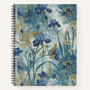 William Morris Blue Iris vintage Blumenmuster Notizblock