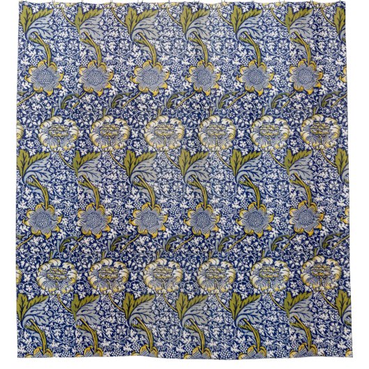 William Morris Blue Kennet Floral Pattern Duschvorhang (Vorderseite)
