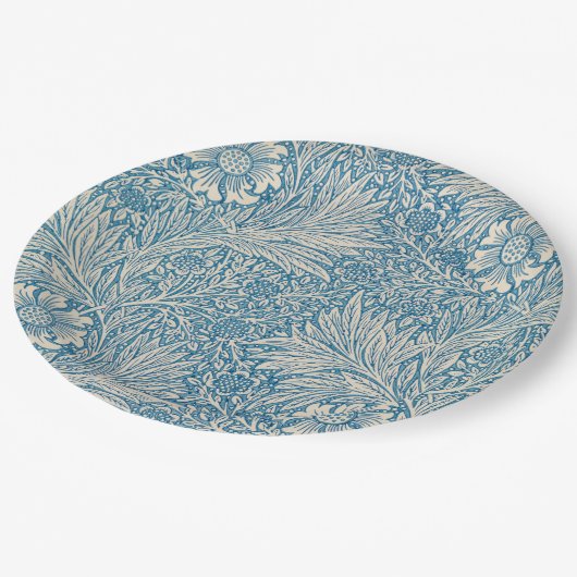 William Morris - Blue Marigold Floral Pappteller (Schrägansicht)