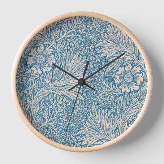 William Morris - Blue Marigold Floral Uhr (Vorderseite)