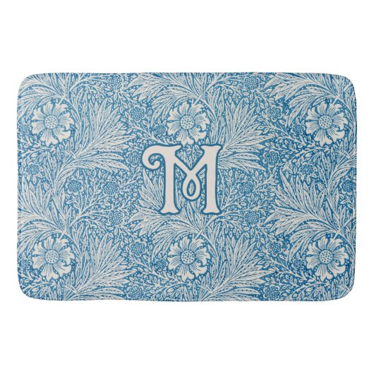 William Morris Blue Marigold Monogram Badematte (Vorderseite)