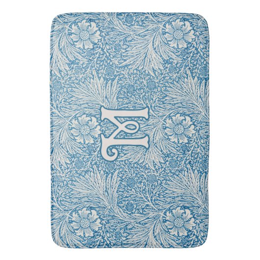William Morris Blue Marigold Monogram Badematte (Vorderseite Vertikal)