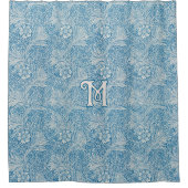 William Morris Blue Marigold Monogram Duschvorhang (Vorderseite)