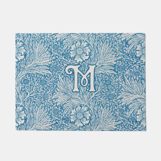 William Morris Blue Marigold Monogram Fußmatte (Vorderseite)