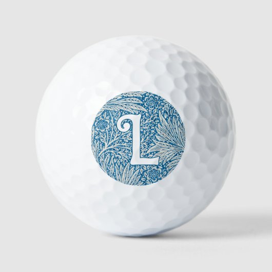 William Morris Blue Marigold Monogram Golfball (Vorderseite)